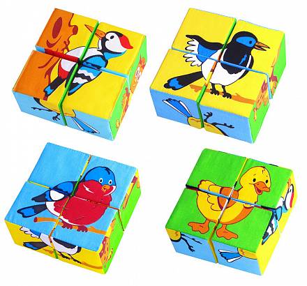 Набор из 4 кубиков - Птицы из серии Собери картинку 